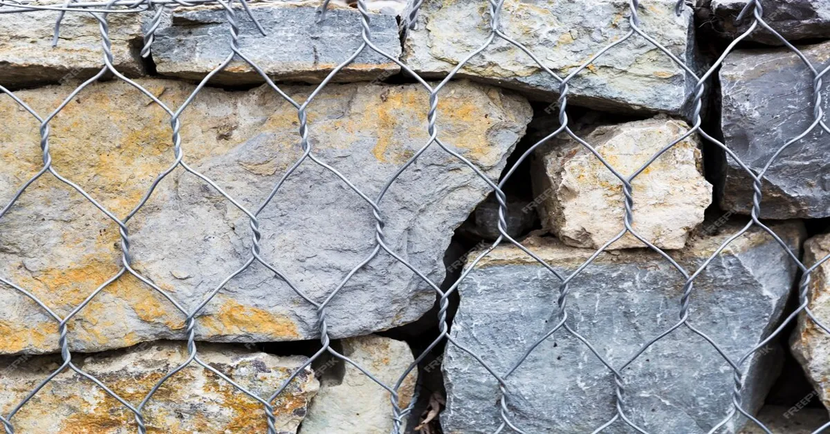 A cage made with gabion wires giving support and protection